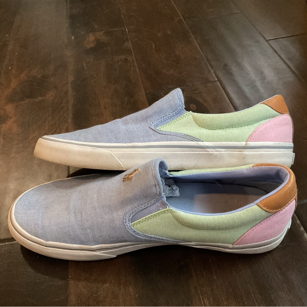 Men’s polo by Ralph Lauren Thompson color block canvas boat shoes/loafers 11